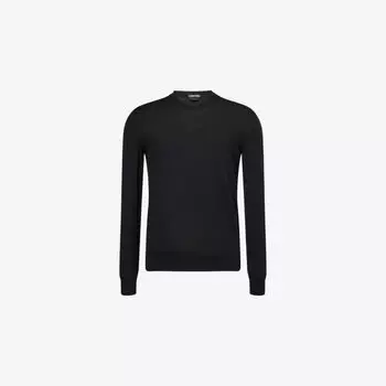 Джемпер шерстяной Tom Ford с круглым вырезом, черный