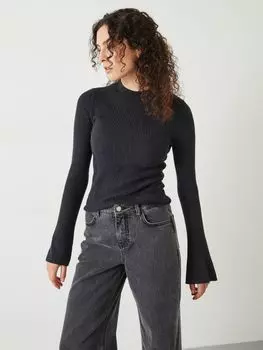 Джемпер Sidwell в рубчик с расклешенными манжетами HUSH, уголь мергель