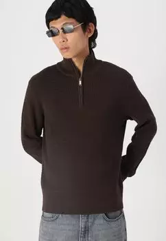 Джемпер SLHTHEO STRUCTURE Selected Homme, темно-коричневый