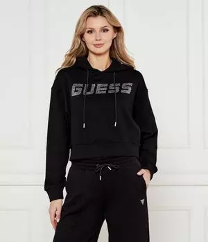 Джемпер со стразами примулы Cropped fit Guess Active, черный