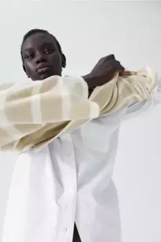 Джемпер со связанными деталями шва H&M, бежевый