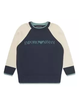 Джемпер со вставками и логотипом Emporio Armani Kids, синий