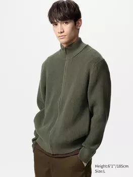 Джемпер средней длины с молнией Uniqlo, цвет 56 зеленый