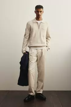 Джемпер стандартного кроя с молнией сверху H&M, бежевый