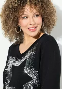 Джемпер STAR ROLLED Ulla Popken, черный