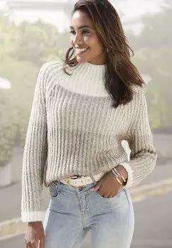 Джемпер STEHKRAGEN LASCANA, бежевый