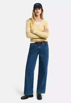 Джемпер STRETCH CABLE V-NECK GANT, бежевый