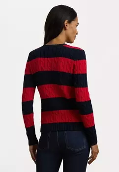 Джемпер STRIPED BUTTON TRIM CABLE KNIT SWEATER Lauren Ralph Lauren, темно-синий