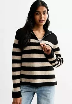 Джемпер STRIPED HALF-ZIP New Look, черный
