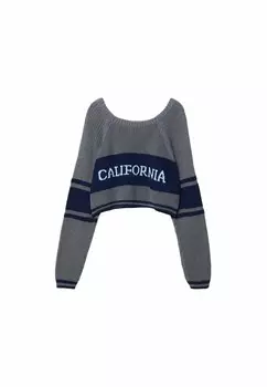 Джемпер STRIPED Stradivarius, темно-синий