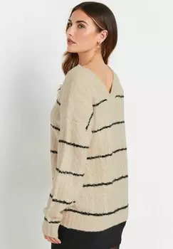 Джемпер STRIPED V-NECK Long Tall Sally, бежевый