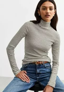 Джемпер STRIPEDROLL NECK New Look, бежевый