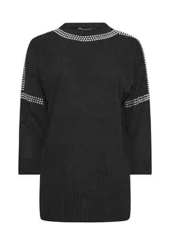 Джемпер STUD NECKLINE EMBELLISHED Yours Clothing, черный