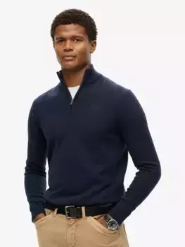 Джемпер Superdry Essential Embroidered Knitted Half Zip, цвет eclipse/navy