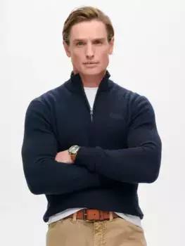 Джемпер Superdry Essential Embroidered Knitted Half Zip, цвет carbon/navy/marl