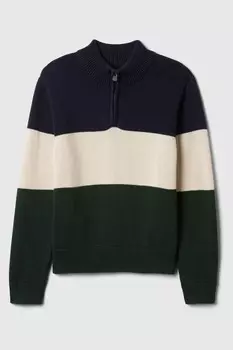 Джемпер свитер с молнией на половину длины в стиле колор блок (4 13 лет) Gap, синий
