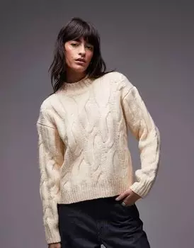 Джемпер свободного кроя Isabel бежевого цвета с косичной вязкой Levi's