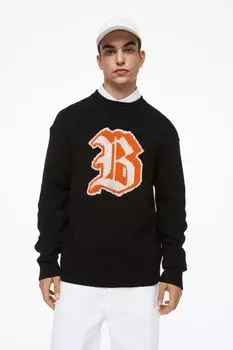 Джемпер свободного кроя из хлопка H&amp;M, черный/б