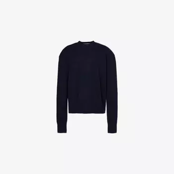 Джемпер свободного кроя из шерстяной пряжи Rafaela с подкладкой на плечах The Frankie Shop, синий