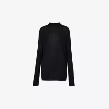 Джемпер свободного кроя полупрозрачной шерстяной вязки Rick Owens, черный