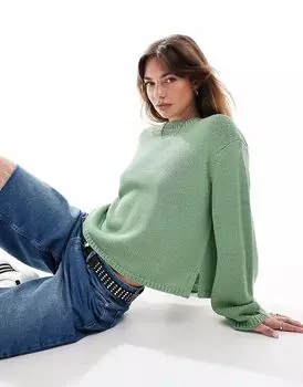 Джемпер свободного кроя с круглым вырезом ASOS DESIGN зеленого цвета