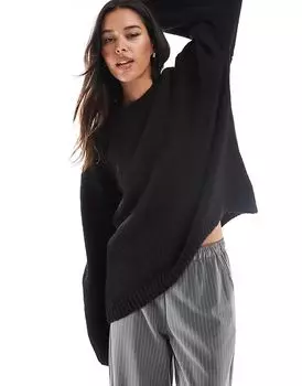 Джемпер свободного кроя с круглым вырезом черного цвета ASOS DESIGN