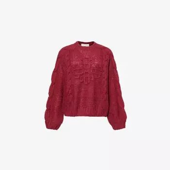 Джемпер свободного кроя с круглым вырезом и плетеной эмблемой The Couture Club, красный
