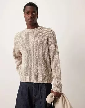 Джемпер свободного кроя с круглым вырезом и полосками кремового цвета Abercrombie & Fitch