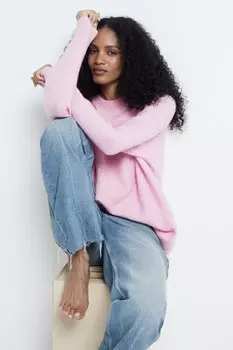 Джемпер свободного кроя с круглым вырезом River Island, розовый