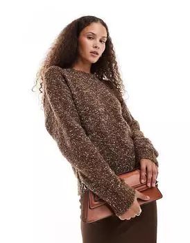 Джемпер свободного кроя с круглым вырезом темно-коричневого цвета Urban Revivo