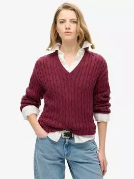 Джемпер свободного кроя с v-образным вырезом большого размера Superdry, цвет Bordeaux Red