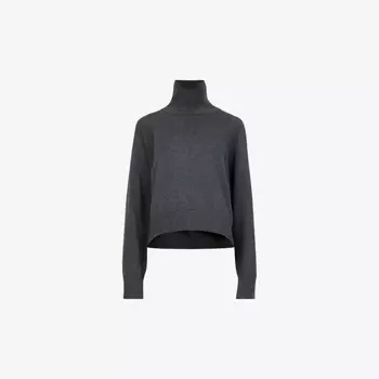 Джемпер свободного кроя с воротником-воронкой Leem, серый