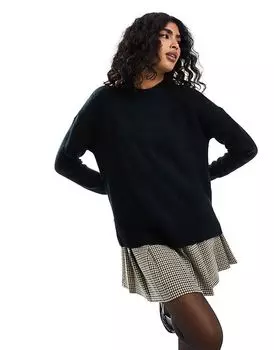 Джемпер свободного кроя с высоким воротом черного цвета Vero Moda