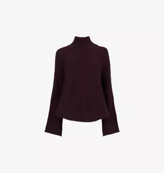 Джемпер свободного кроя с высоким воротом из смеси шерсти Leem, фиолетовый