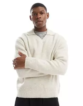 Джемпер свободного покроя цвета экрю Bershka