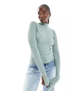 Джемпер Tall Ellie с высоким воротом в цвете шалфейно-зеленый Threadbare