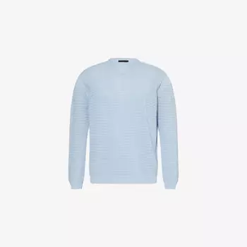 Джемпер текстурированный Emporio Armani с круглым вырезом, синий