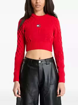 Джемпер Tommy Jeans с косой вязкой, красный