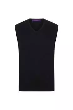 Джемпер тонкой вязки без рукавов 12 калибра с V-образным вырезом Henbury, черный