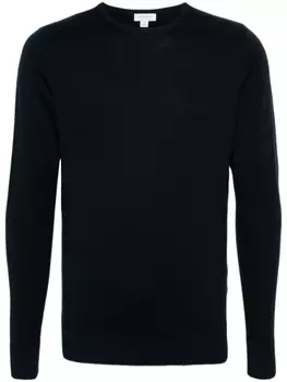 Джемпер тонкой вязки из шерсти мериноса Sunspel, синий