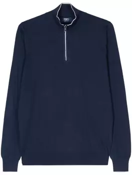 Джемпер тонкой вязки из смеси кашемира и шелка Fedeli, синий