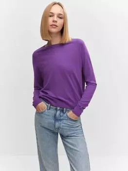 Джемпер тонкой вязки с круглым вырезом Mango, средний фиолетовый