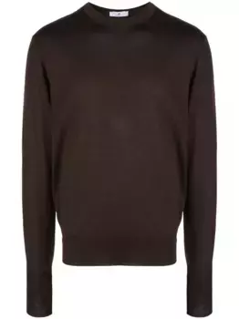 Джемпер тонкой вязки с круглым вырезом PT Torino, коричневый