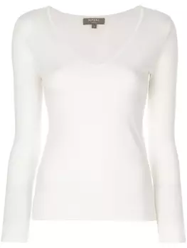 Джемпер тонкой вязки с V-образной горловиной N.Peal, белый