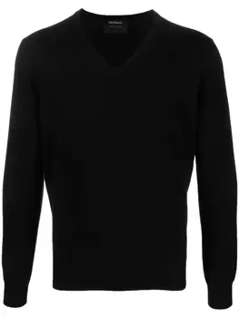Джемпер тонкой вязки с V-образным вырезом Dell'oglio, черный
