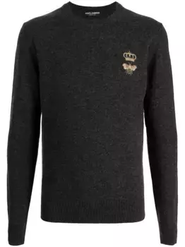 Джемпер тонкой вязки с вышивкой DOLCE & GABBANA, серый