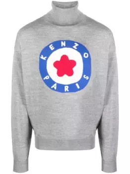 Джемпер тонкой вязки с высоким воротником KENZO, серый