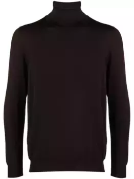 Джемпер тонкой вязки с высоким воротником Kiton, коричневый