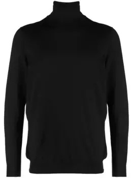 Джемпер тонкой вязки с высоким воротником Kiton, черный