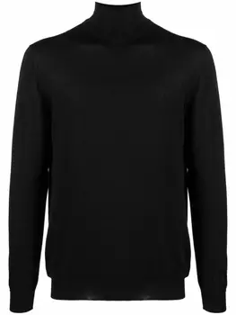 Джемпер тонкой вязки с высоким воротником Malo, черный